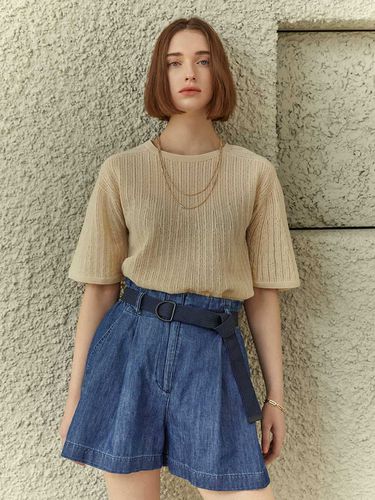 Flared Crop Knit Top - JOY GRYSON - Modalova