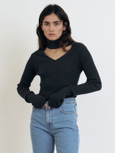 Cotton Slim Knit Top (Charcoal) - MAISONMARAIS - Modalova