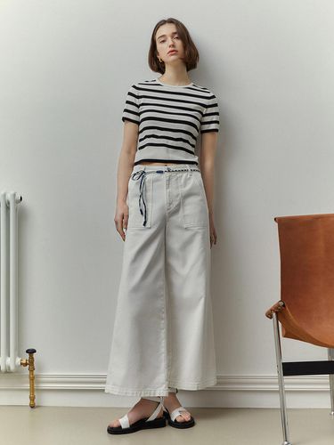 Wide Cropped Off White Denim Pants - JOY GRYSON - Modalova