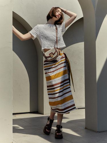 Multi Stripe Wrap Skirt - JOY GRYSON - Modalova