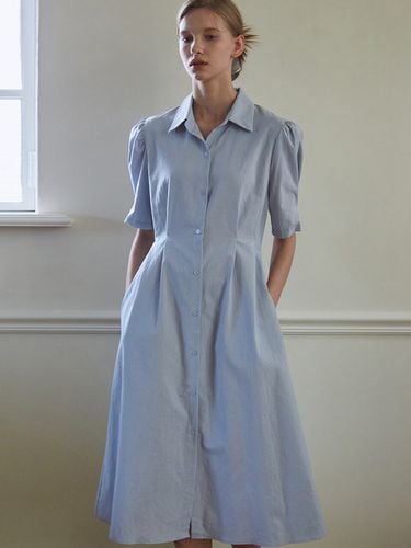 Puff Sleeve Shirt Dress_Sky Blue - YAN13 - Modalova