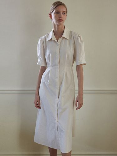 Puff Sleeve Shirt Dress_Cream - YAN13 - Modalova