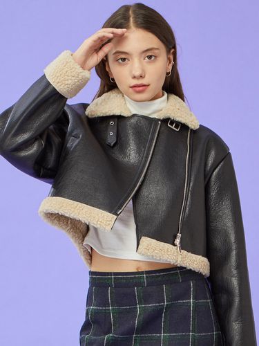 Oversized Crop Mustang Fleece Jacket - KOLEAT - Modalova