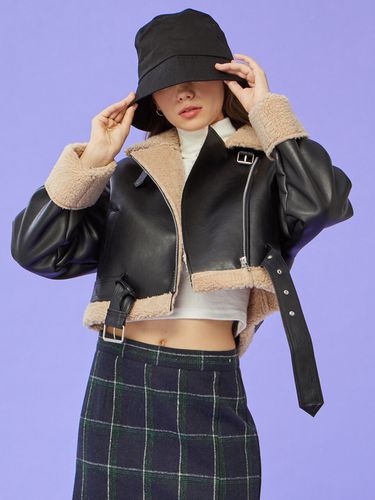 Oversized Crop Mustang Fleece Rider Jacket - KOLEAT - Modalova