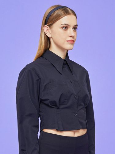 Cropped Slim Shirt_Black - KOLEAT - Modalova