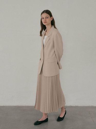 Unbalance Pleats Skirt (Beige) - octette - Modalova