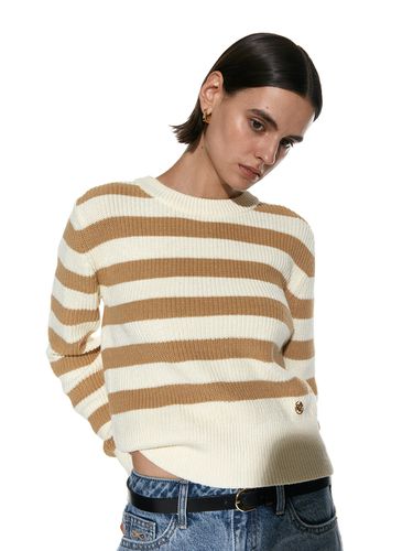 Stripe Round Neck Knit_Beige - PLAC - Modalova