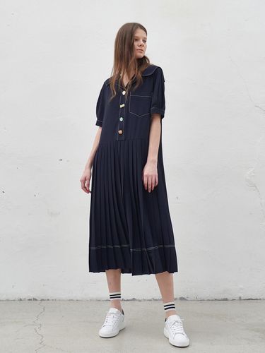 Sailor Stitch Pleats Dress_Navy - MITTE - Modalova