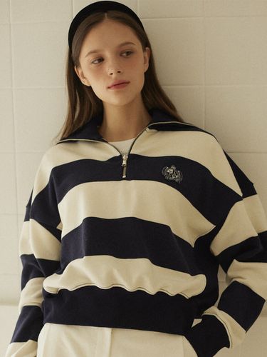 Royal Emblem Stripe Sweatshirt (Navy) - NONLOCAL - Modalova