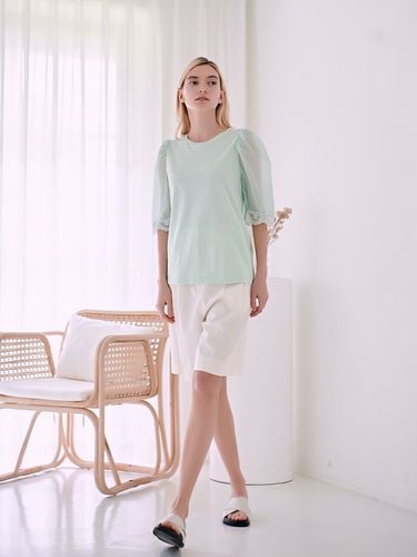 See-through Puff Sleeve T-shirts_Neo Mint - MITTE - Modalova