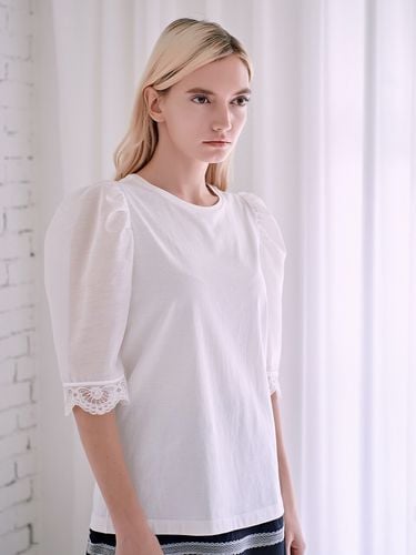 See-through Puff Sleeve T-shirts_White - MITTE - Modalova