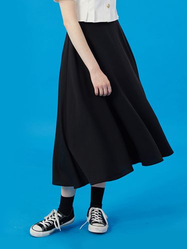 Semi-Flare Black Long Skirt - KOLEAT - Modalova