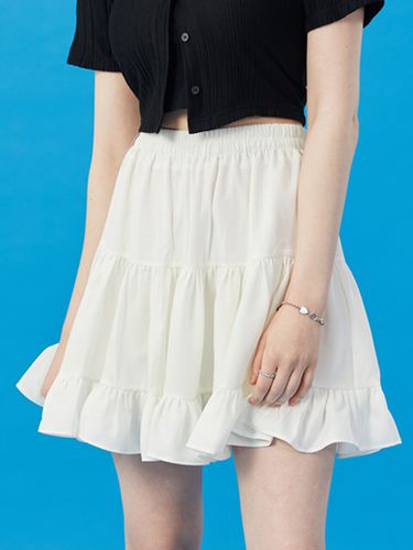 Natural Pleats White Short Skirt - KOLEAT - Modalova