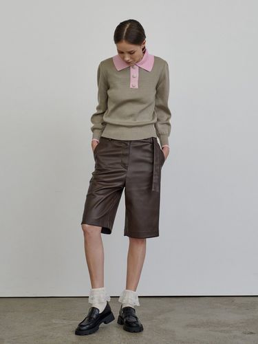 Eco Leather Bermuda Pants_Chocolate - MITTE - Modalova