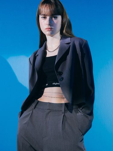 Oversize Cropped Single Jacket_Charcoal - CITYBREEZE - Modalova