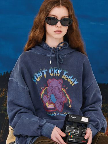 Dont Cry Teddy Pigment Hoodie_Dark Blue - CPGN - Modalova