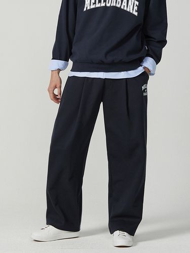 Pintuck Wide Sweatpants [Navy] - mellurbane - Modalova