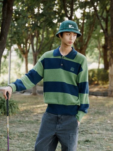 Striped Collar Knit_Green - OUT OF TRUNK - Modalova