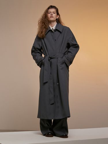 Oversized Single Trench Coat - Carriere - Modalova