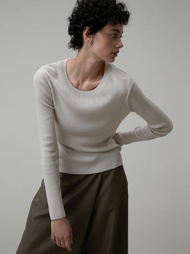 Long Sleeve U-Neck Ribbed Knit - Carriere - Modalova