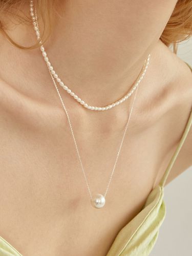 Silver Swarovski 12mm Pearl Necklace #LSN05 - LUNNE - Modalova