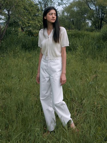 Cotton Straight Long Pants - Carriere - Modalova