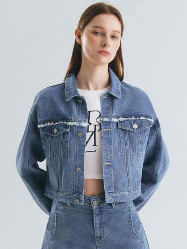 Fringe Overfit Denim Jacket_Indigo - CITYBREEZE - Modalova