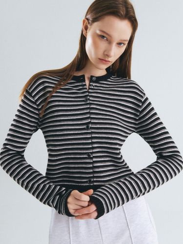 Buttoned Stripe Cardigan_Black - CITYBREEZE - Modalova