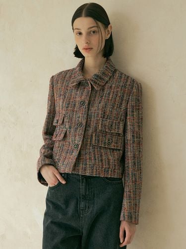 V. Tweed Crop Jacket (Mixed Red) - VERBE - Modalova