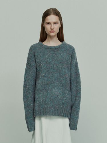 Wool Blend Vegan Knit Top_Melange Sapphire - RE RHEE - Modalova