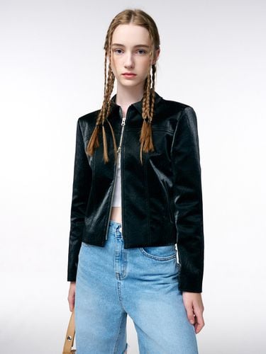 Shimmer Leather Jacket - Black - ETMON - Modalova