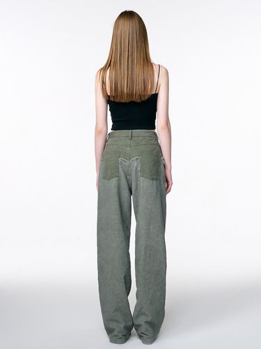 Corduroy Mix Pants - Khaki - ETMON - Modalova