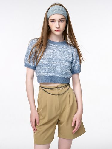 Color Blend Short Sleeve Knit Top - ETMON - Modalova