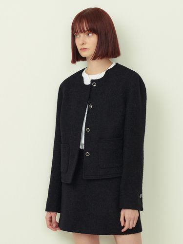 Boucle Tweed Crop Jacket _ Black - OSTKAKA - Modalova