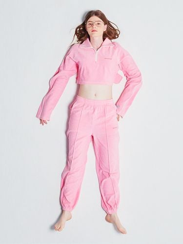 Half Zip Up Crop Long Sleeve (Pink) - INSTANTFUNK - Modalova