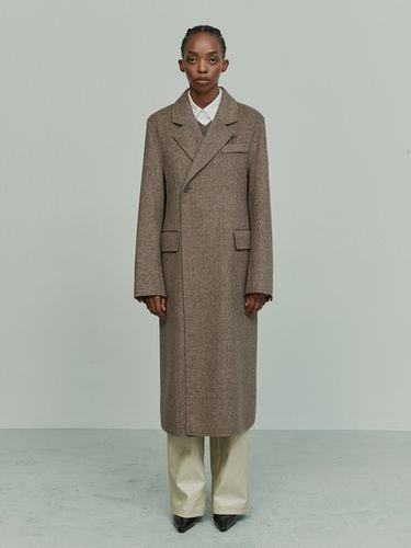 Herringbone Wool Blend Coat_Herringbone Brown - RE RHEE - Modalova