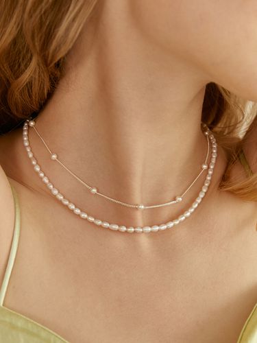 Mm Swarovski Pearl Curve Chain Necklace - LUNNE - Modalova