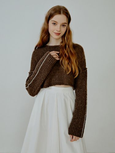 Stitch Line Crop Knit_Brown - RE_L - Modalova