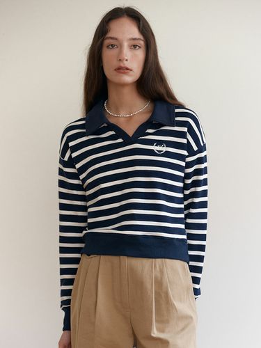 Collar Stripe Sweatshirts_Navy - ROLAROLA - Modalova