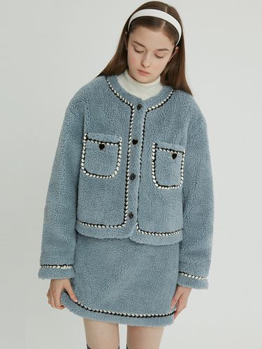 Tweed Fleece Jacket_Light Blue - ROLAROLA - Modalova