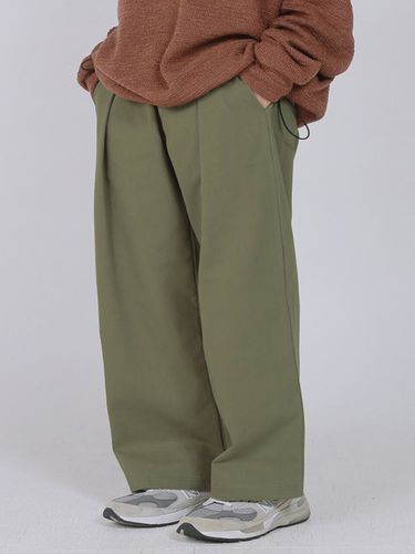 Panther One-Tuck Wide Cotton Banding Pants_Khaki - FANACULT - Modalova