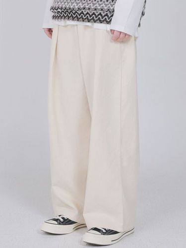 Panther One-Tuck Wide Cotton Banding Pants - FANACULT - Modalova