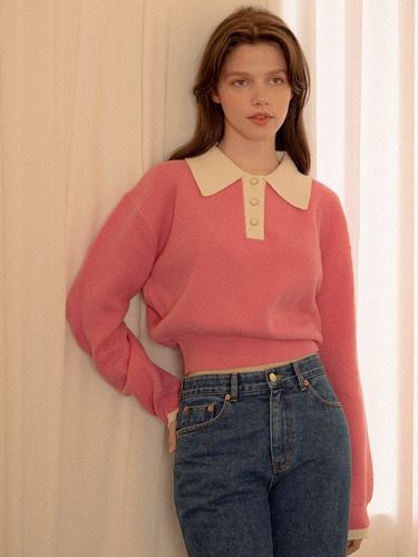 Wool Big Collar Knit _ Taffy Pink - vanone atelier - Modalova