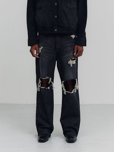 Destroyed Denim Pants (Black) - Lagrange - Modalova