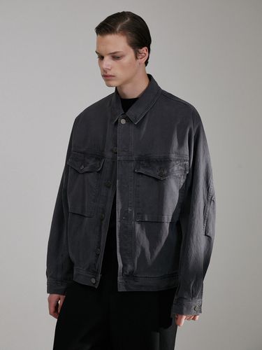 Fade Volume Oversize Trucker Jacket_Grey - evener - Modalova