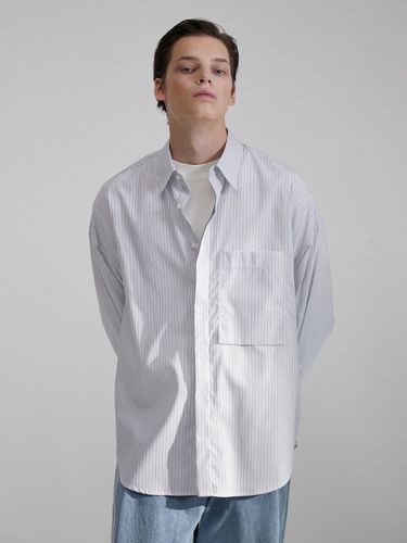 Square Volume Pinstripe Shirt_Grey - evener - Modalova