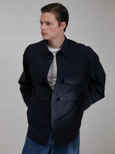 Hybrid Volume Oversize Shirt_Navy - evener - Modalova