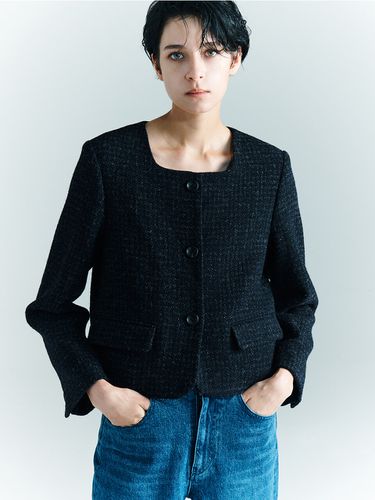 Tweed] Harris Tweed Collarless Jacket - FRONTROW - Modalova