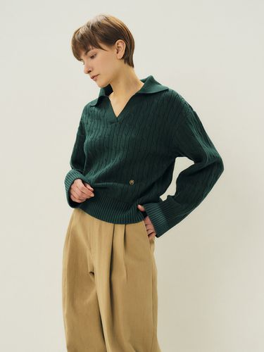 Cable Knit Sweater - Green - MAISONMARAIS - Modalova