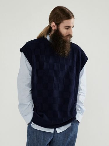 Square Knit Vest_Navy - CARGOBROS - Modalova